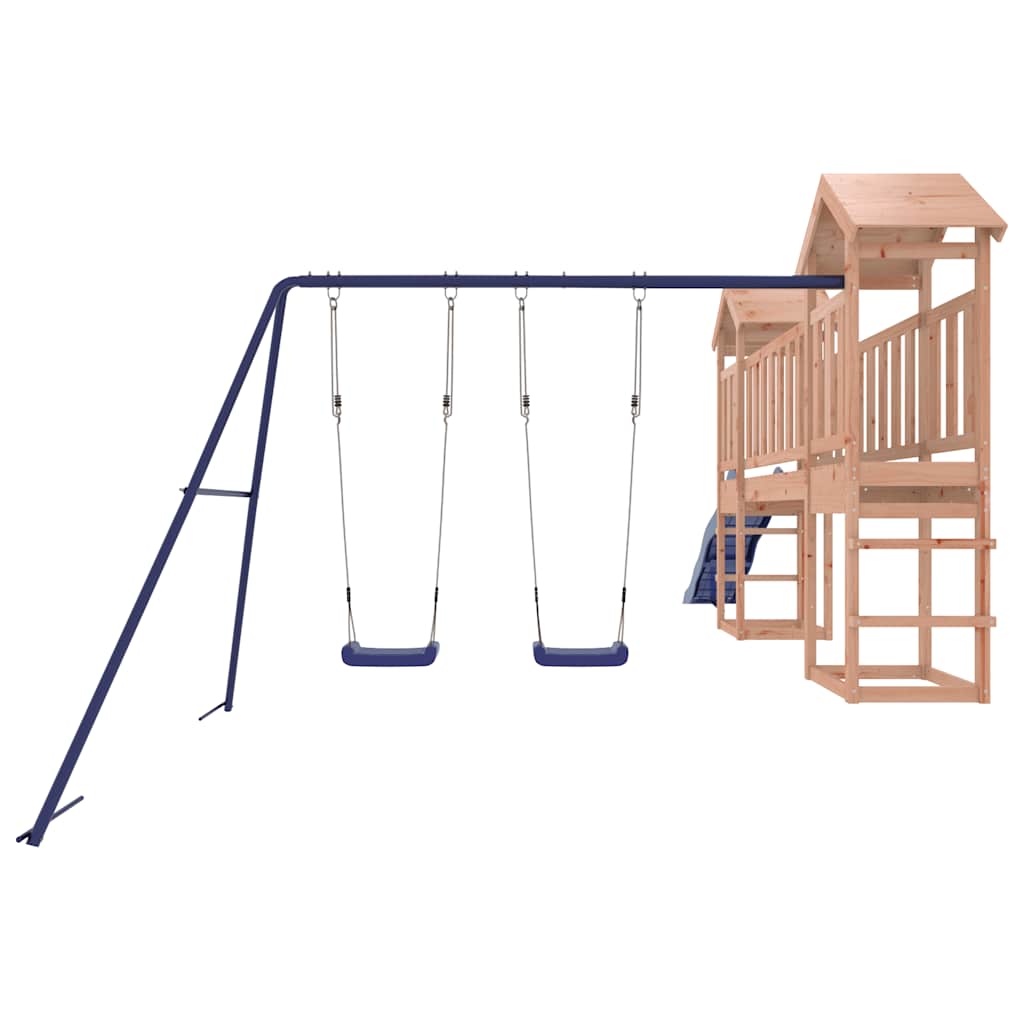 Outdoor Playset | Blue, Brown | Solid Douglas wood, Polypropylene (PP)