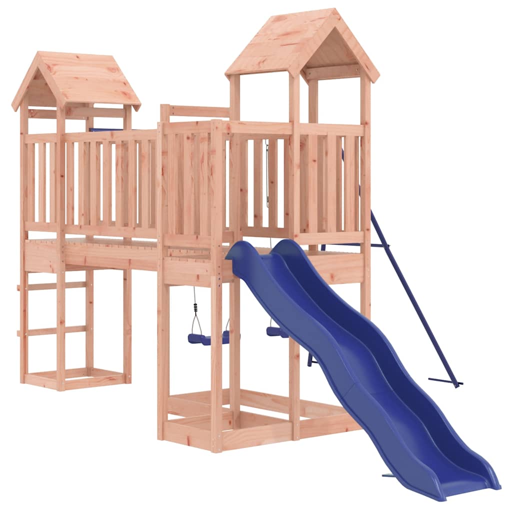 Outdoor Playset | Natural wood, Blue | Solid Douglas Wood, Polypropylene