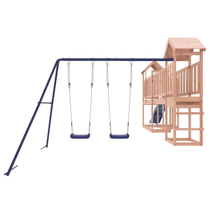 Outdoor Playset | Natural wood, Blue | Solid Douglas Wood, Polypropylene
