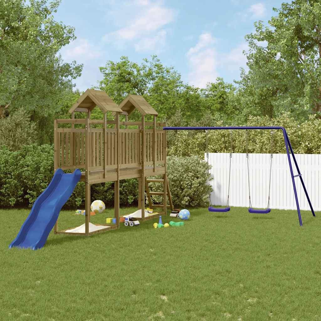 Outdoor Playset | Brown | Treated Wood | Large | Adjustable Armrests
