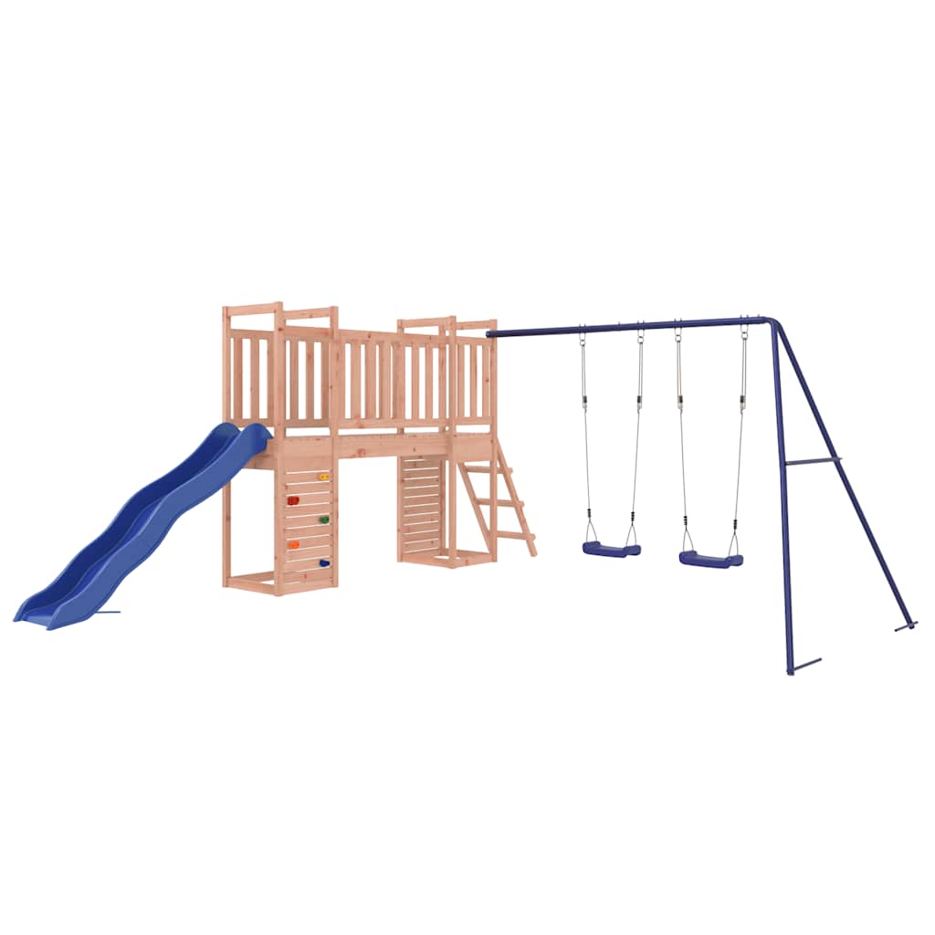 Outdoor Playset | Natural Wood/Blue | Solid douglas wood | Large