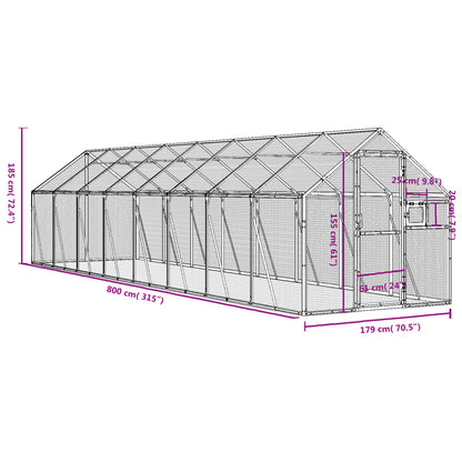 Aviary Silver 1.79x8x1.85 m Aluminium