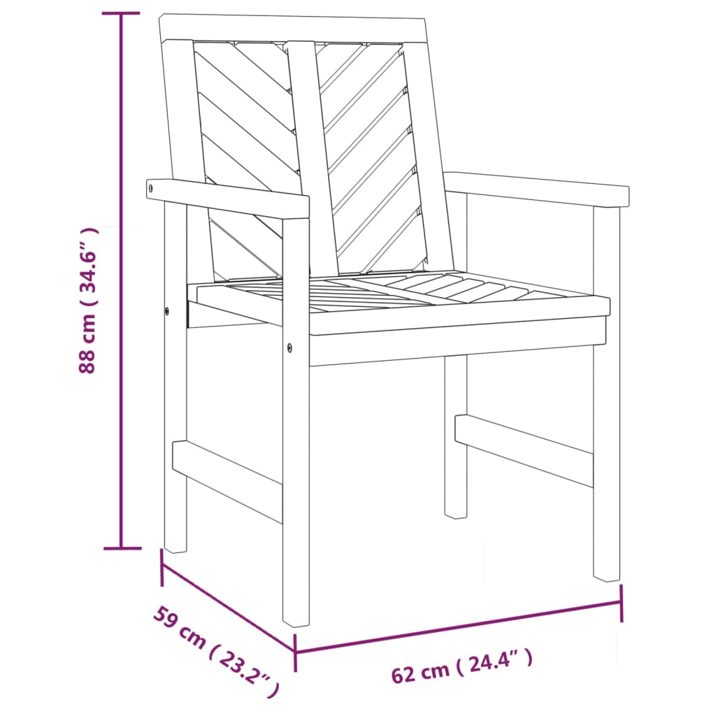 Garden Dining Chair | Set of 4 | Natural wood | Solid acacia wood