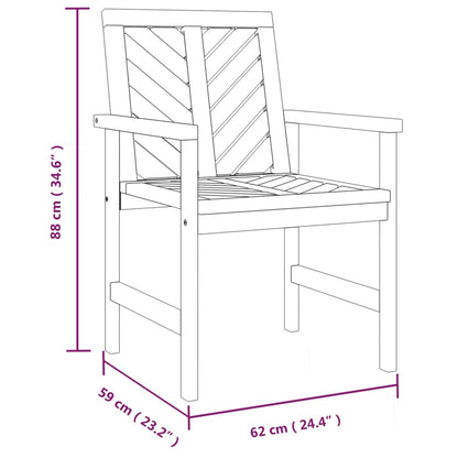 Garden Dining Chair | Set of 4 | Natural wood | Solid acacia wood