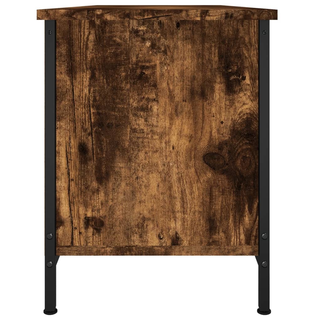 TV Cabinet with Doors Smoked Oak 102x35x45 cm Engineered Wood