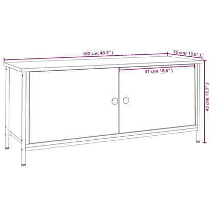 TV Cabinet with Doors Grey Sonoma 102x35x45 cm Engineered Wood