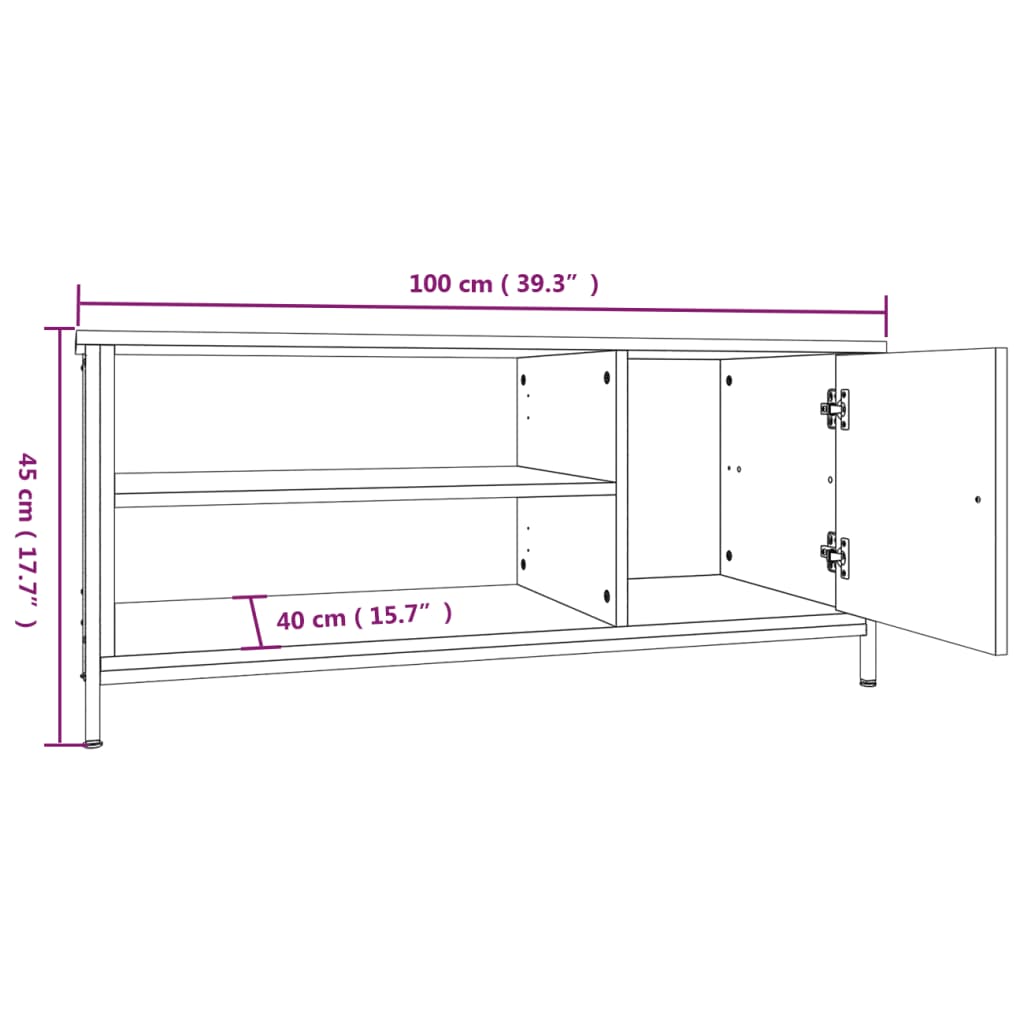 TV Cabinet Grey Sonoma 100x40x45 cm Engineered Wood