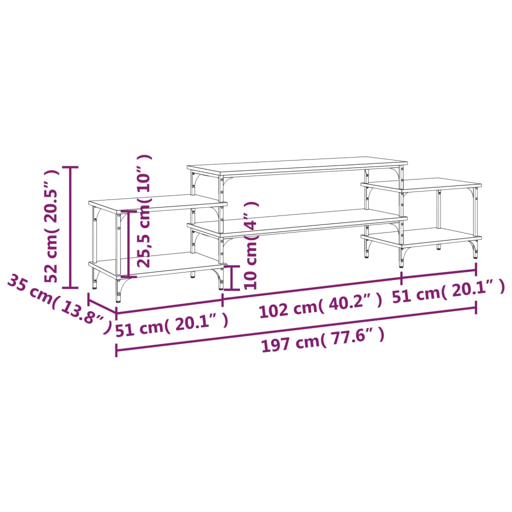 TV Cabinet Smoked Oak 197x35x52 cm Engineered Wood