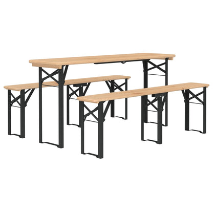 Beer Table Set | Dark Green, Natural Wood | Chinese Fir Wood, Metal