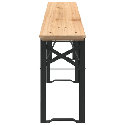 Beer Table Set | Dark Green, Natural Wood | Chinese Fir Wood, Metal