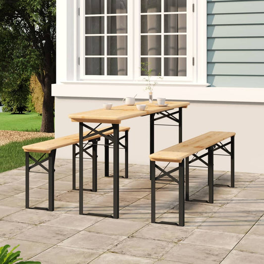 Beer Table Set | Dark Green, Natural Wood | Chinese Fir Wood, Metal