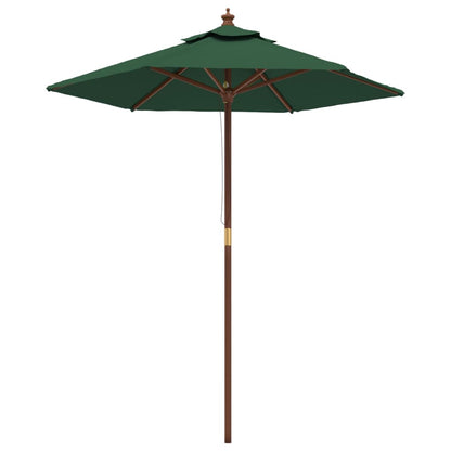 Garden Parasol with Wooden Pole Green 196x231 cm