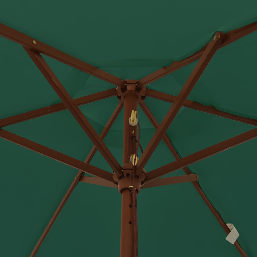Garden Parasol with Wooden Pole Green 196x231 cm