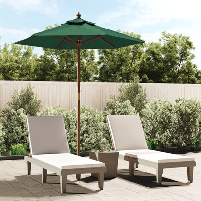 Garden Parasol with Wooden Pole Green 196x231 cm