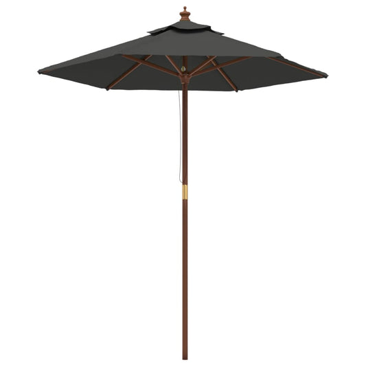 Garden Parasol with Wooden Pole Anthracite 196x231 cm