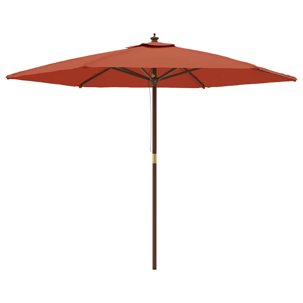 Garden Parasol with Wooden Pole Terracotta 299x240 cm