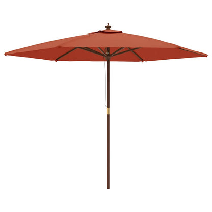 Garden Parasol with Wooden Pole Terracotta 299x240 cm