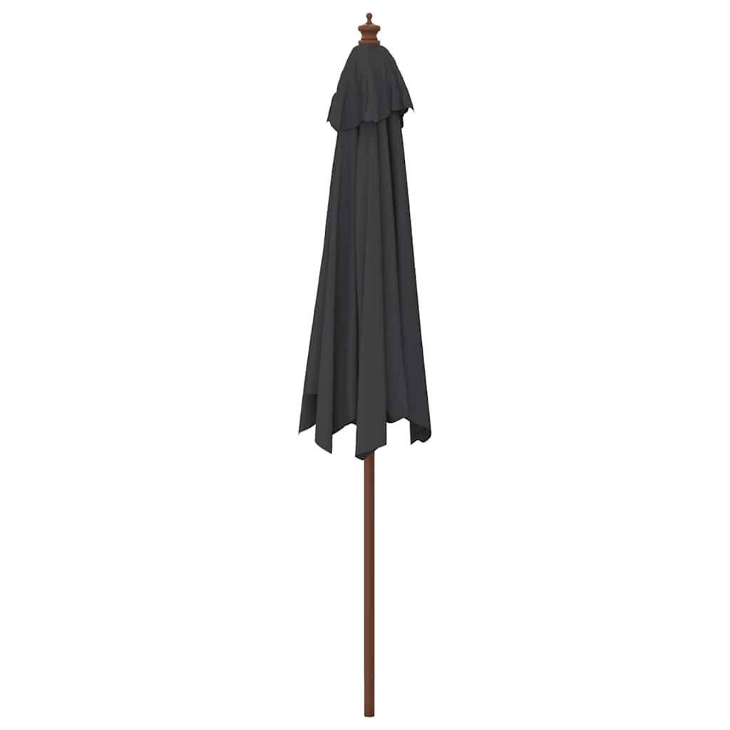 Garden Parasol with Wooden Pole Black 299x240 cm
