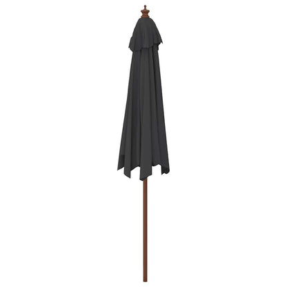 Garden Parasol with Wooden Pole Black 299x240 cm