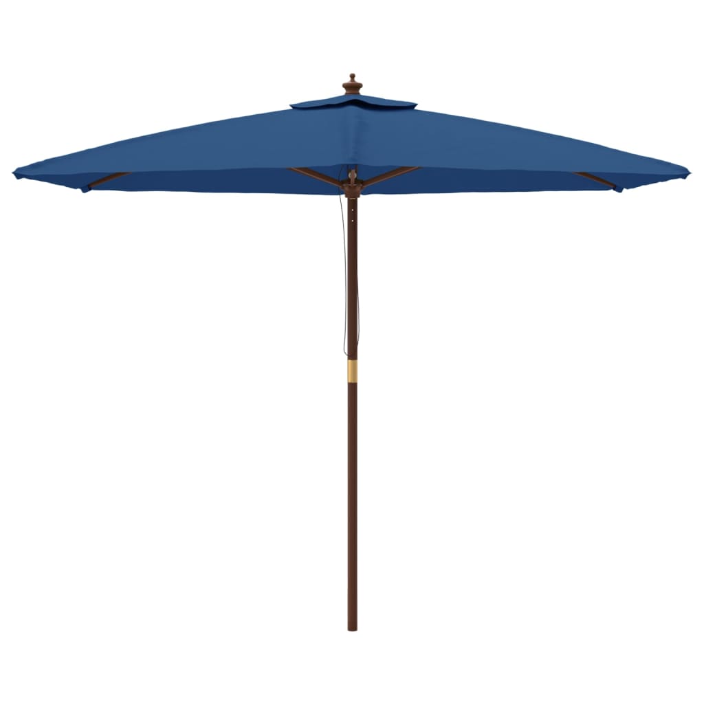 Garden Parasol with Wooden Pole Azure Blue 299x240 cm