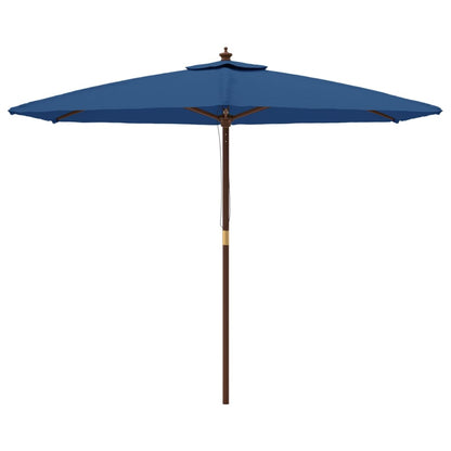 Garden Parasol with Wooden Pole Azure Blue 299x240 cm