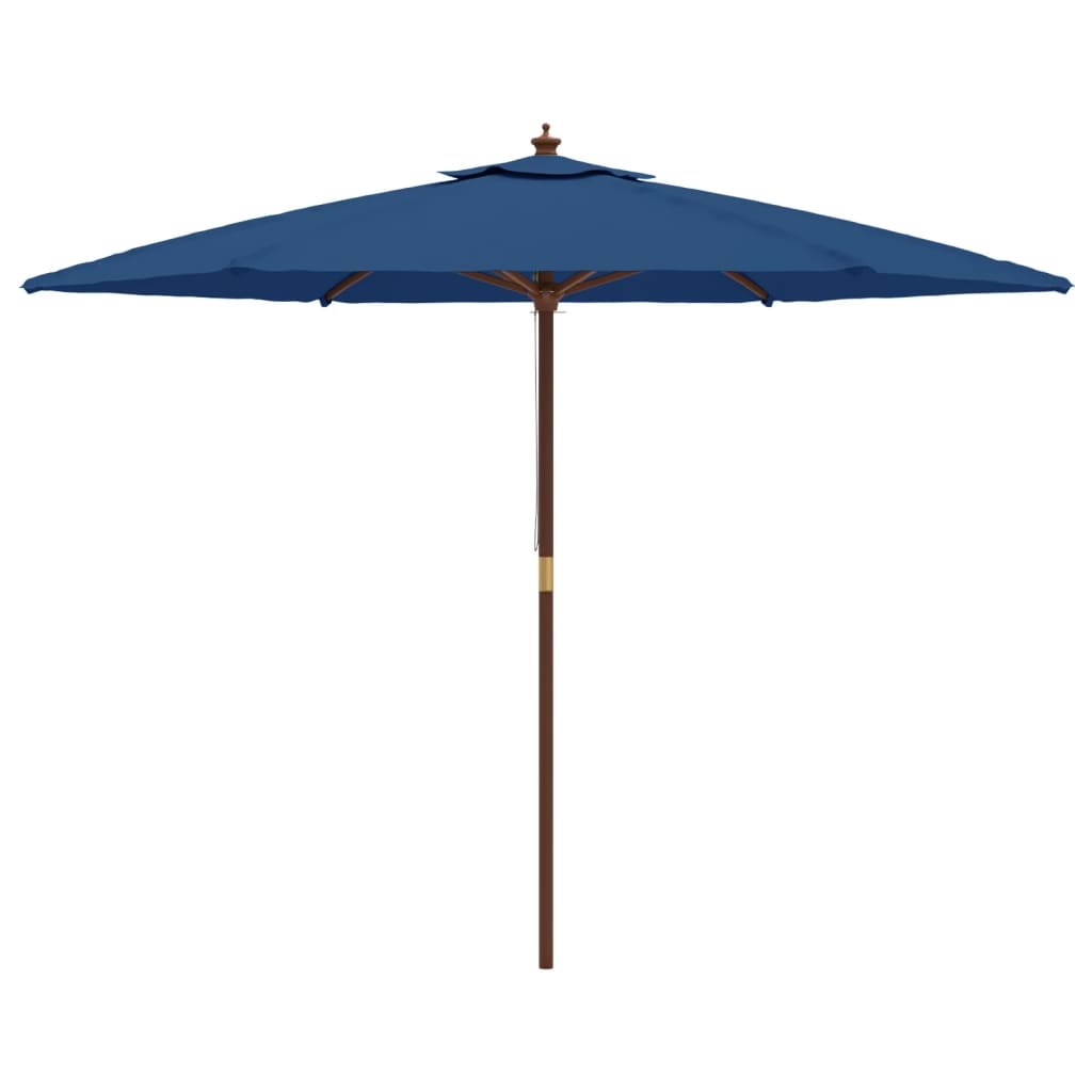 Garden Parasol with Wooden Pole Azure Blue 299x240 cm
