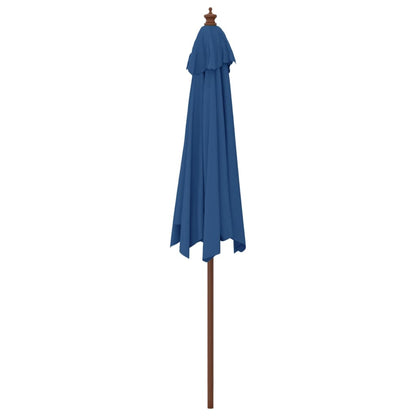Garden Parasol with Wooden Pole Azure Blue 299x240 cm