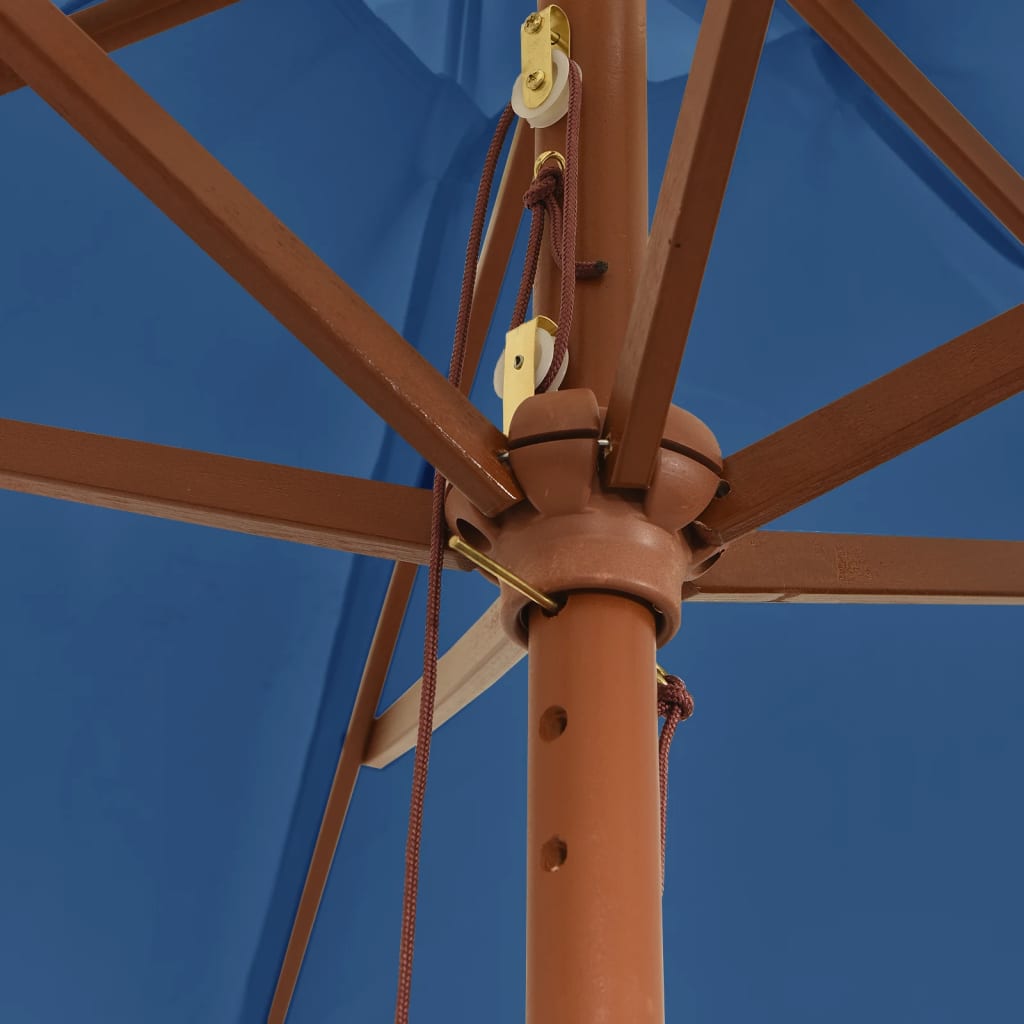 Garden Parasol with Wooden Pole Azure Blue 299x240 cm