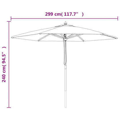 Garden Parasol with Wooden Pole Azure Blue 299x240 cm
