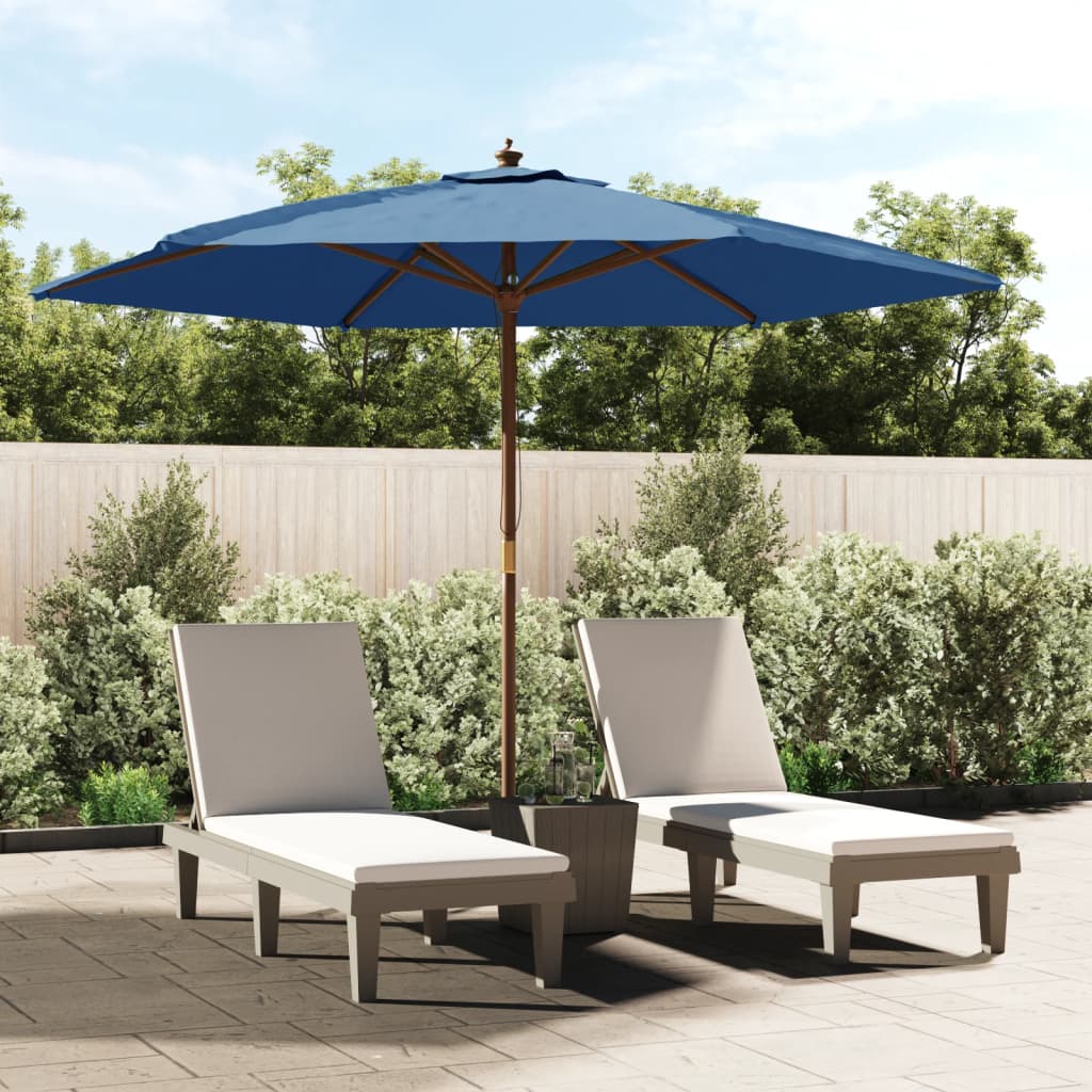 Garden Parasol with Wooden Pole Azure Blue 299x240 cm