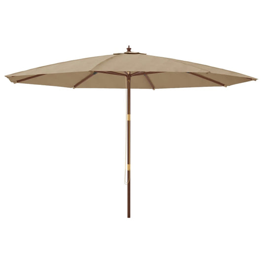 Garden Parasol with Wooden Pole Taupe 400x273 cm