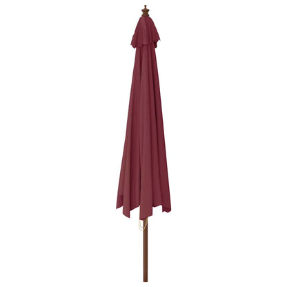 Garden Parasol with Wooden Pole Bordeaux Red 400x273 cm