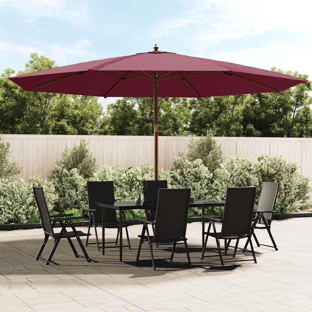 Garden Parasol with Wooden Pole Bordeaux Red 400x273 cm