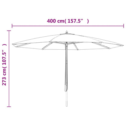 Garden Parasol with Wooden Pole Azure Blue 400x273 cm