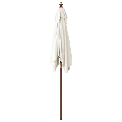 Garden Parasol with Wooden Pole Sand 198x198x231 cm
