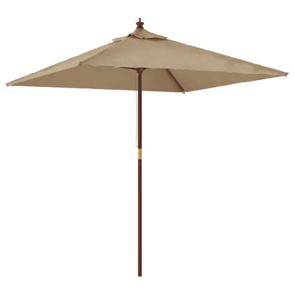 Garden Parasol with Wooden Pole Taupe 198x198x231 cm