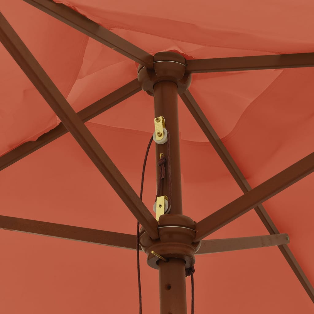 Garden Parasol with Wooden Pole Terracotta 198x198x231 cm