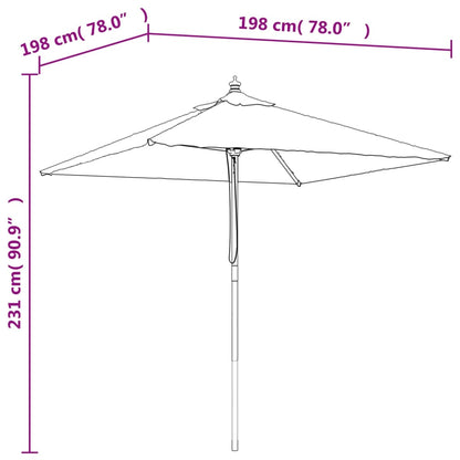 Garden Parasol with Wooden Pole Azure Blue 198x198x231 cm