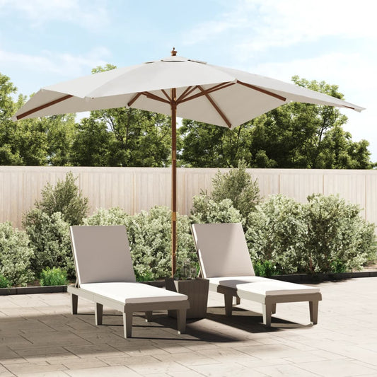 Garden Parasol | Sand | Polyester, Solid Hardwood, Laminated Bamboo