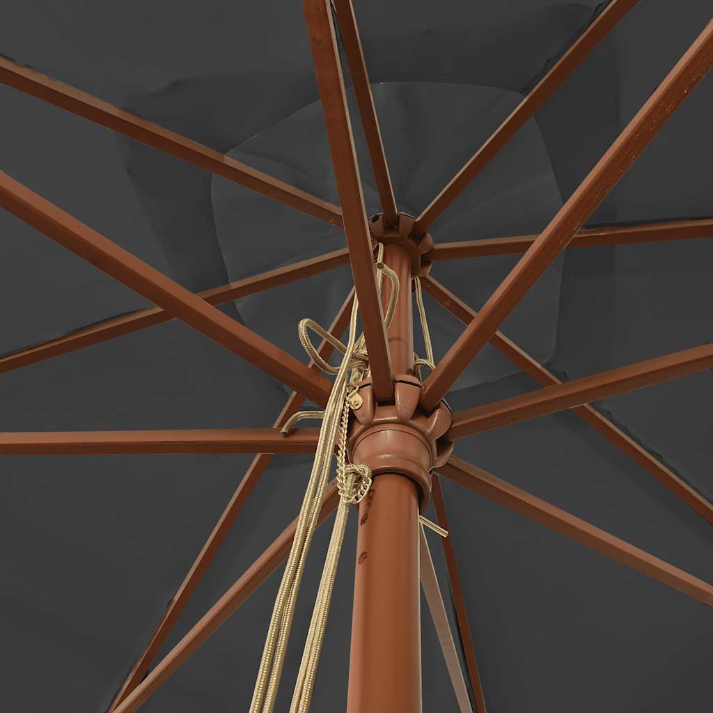 Garden Parasol with Wooden Pole Anthracite 300x300x273 cm