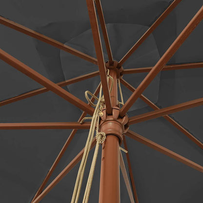 Garden Parasol with Wooden Pole Anthracite 300x300x273 cm