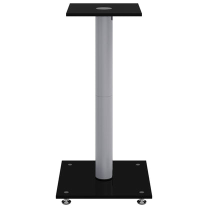 Speaker Stands 2 pcs Black&Silver Tempered Glass 1 Pillar Design