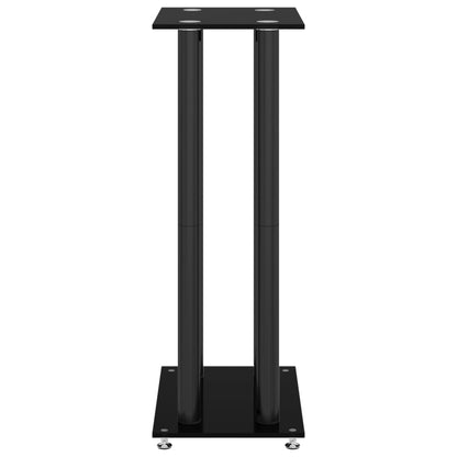 Speaker Stands 2 pcs Black Tempered Glass 4 Pillars Design