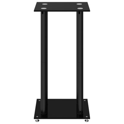 Speaker Stands 2 pcs Black Tempered Glass 4 Pillars Design