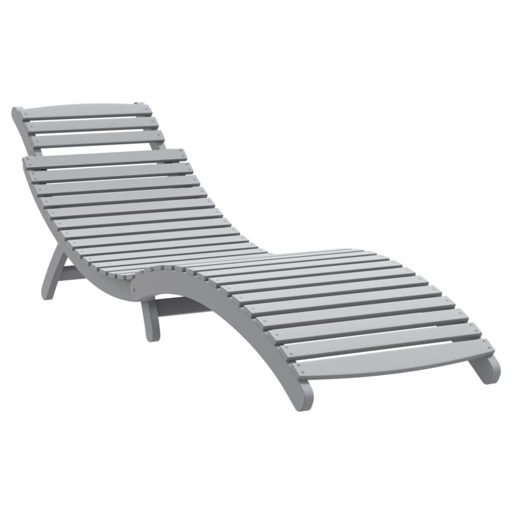 Sun Lounger | Grey | Solid Acacia Wood | Standard | Foldable
