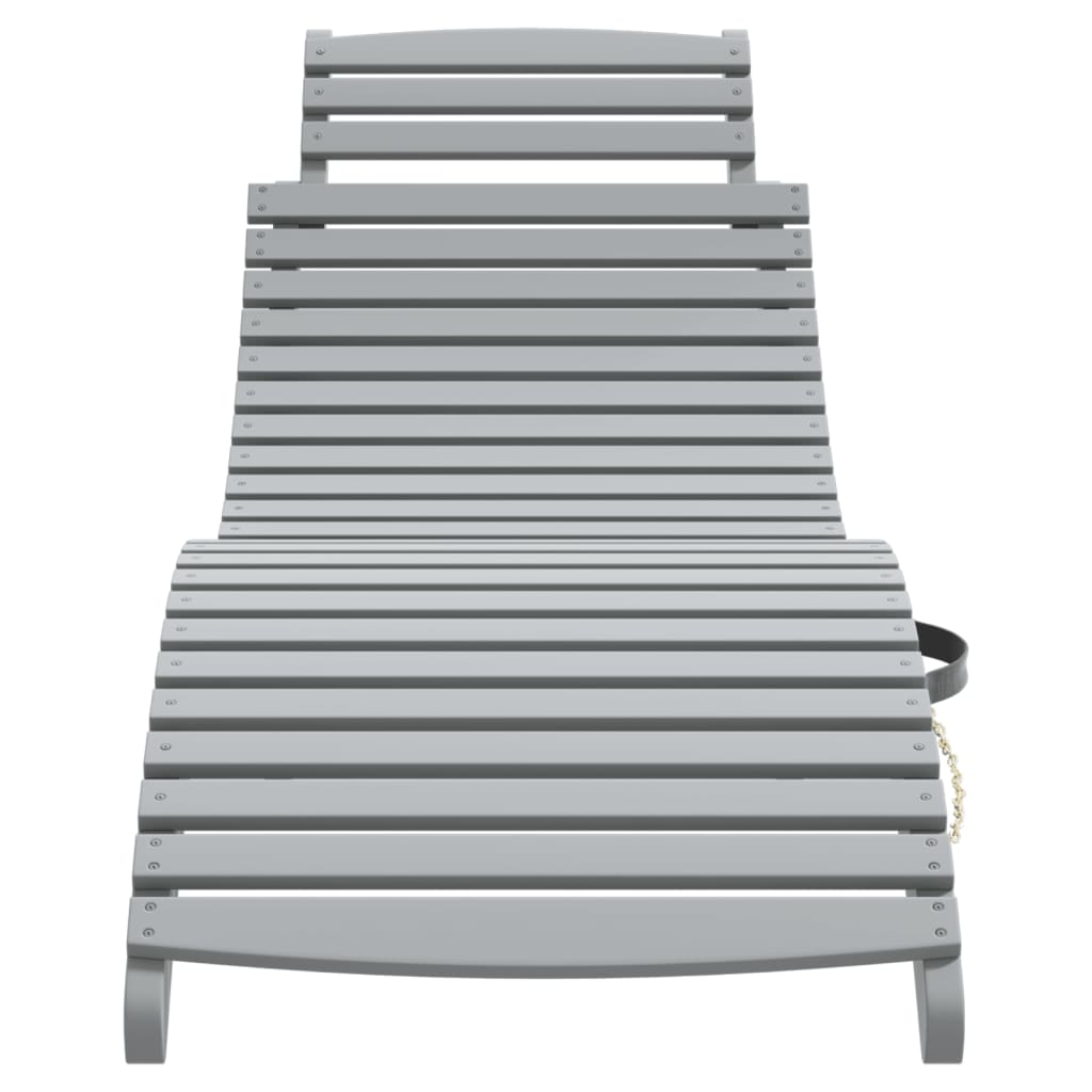 Sun Lounger | Grey | Solid Acacia Wood | Standard | Foldable