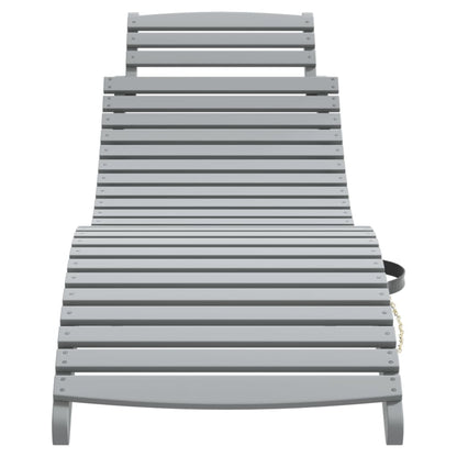 Sun Lounger | Grey | Solid Acacia Wood | Standard | Foldable