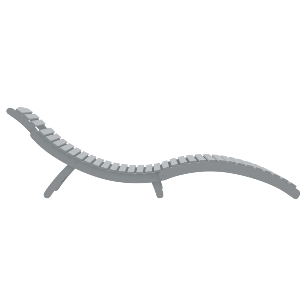 Sun Lounger | Grey | Solid Acacia Wood | Standard | Foldable