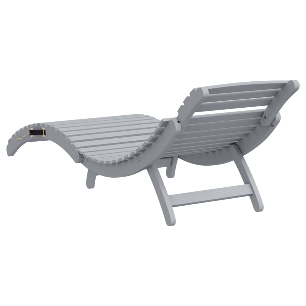 Sun Lounger | Grey | Solid Acacia Wood | Standard | Foldable