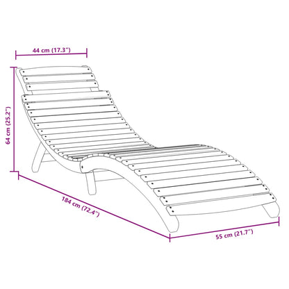Sun Lounger | Grey | Solid Acacia Wood | Standard | Foldable